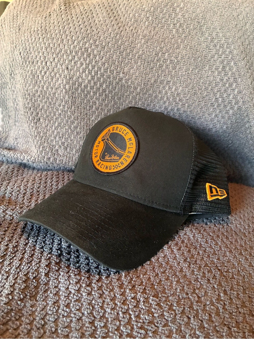 McLaren NEW ERA A-Frame: Black and Orange Trucker Cap